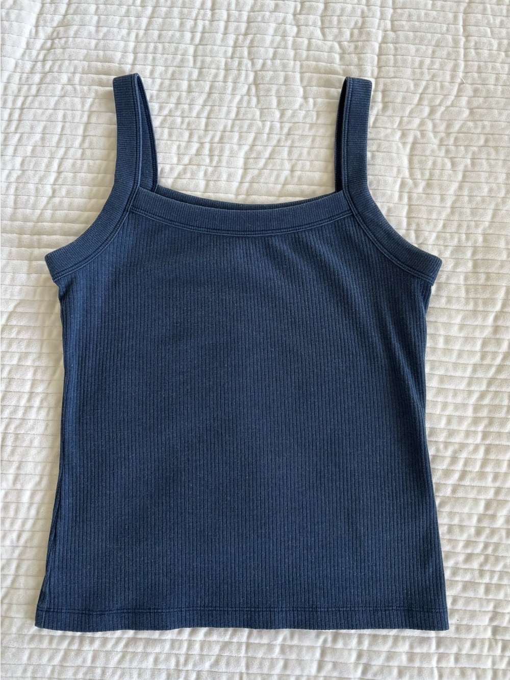 American Eagle Outfitters Navy Ribbed Square-Neck Tank